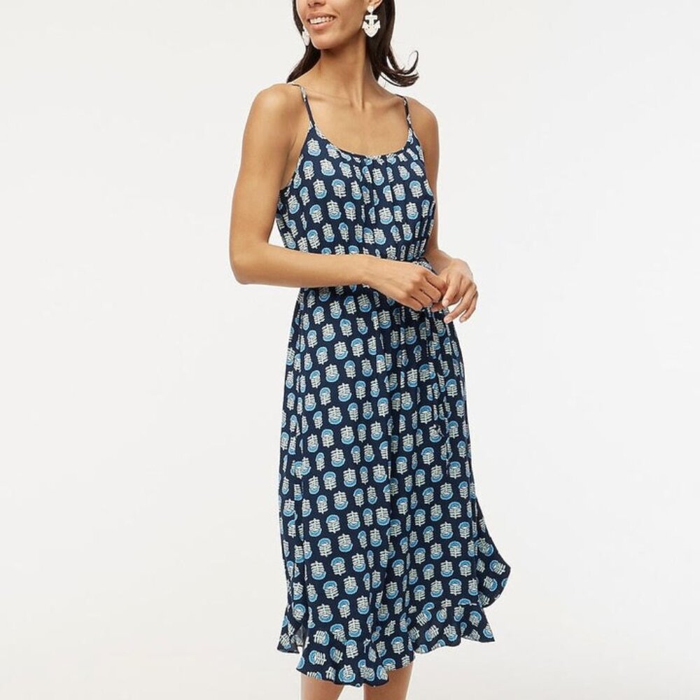 J.Crew Factory Ruffle midi dress with curved hem